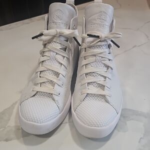 White Leather High-Top Men's Sneakers